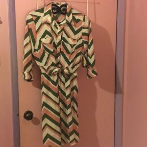 Medium pink and olive chevron dress